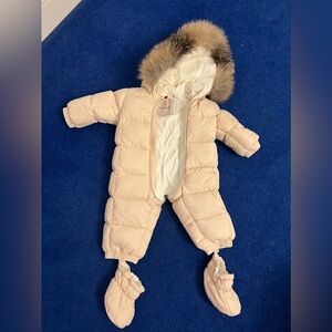 Moncler Light Pink Snowsuit with Fur Hood - Size 6/9 M
